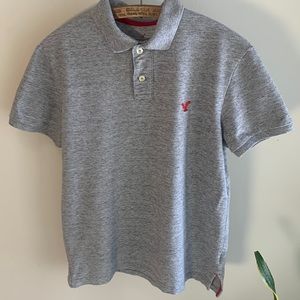 American Eagle Gray Short Sleeved Polo Shirt cotton polyester fabric